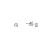 Single CZ Studs - Silver - Earrings - Ofina