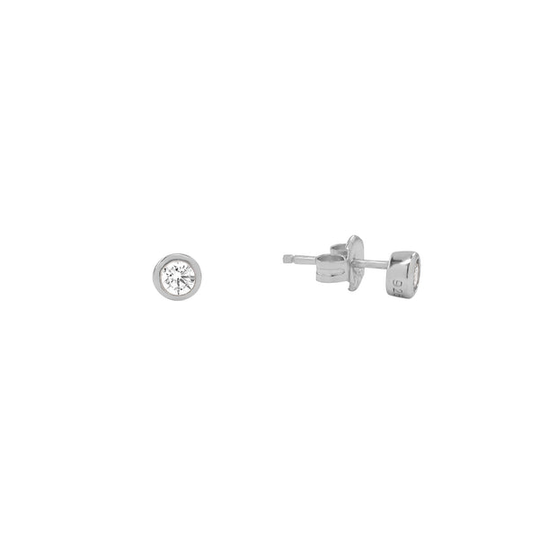 Single CZ Studs - Silver - Earrings - Ofina