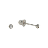 10k Solid Gold CZ Scalloped Studs - White Gold - Earrings - Ofina
