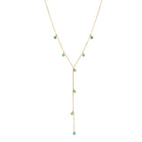 Tiny Green Onyx Stone Y-Drop Necklace - - Necklaces - Ofina
