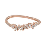 Multiple Diamond Baguette Half Band Ring - Rose Gold / 4 - Rings - Ofina