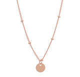 Solid Gold Tiny Disc Ball Chain Necklace - Rose Gold - Necklaces - Ofina