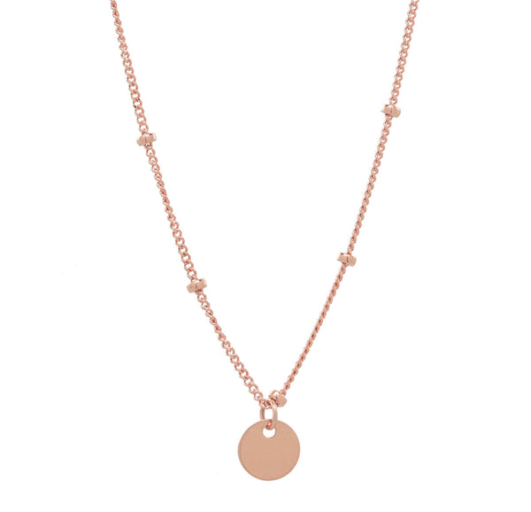 Solid Gold Tiny Disc Ball Chain Necklace - Rose Gold - Necklaces - Ofina