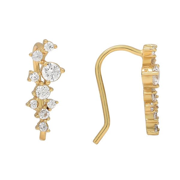 Multi Round CZ Crawler - Gold / Left - Earrings - Ofina