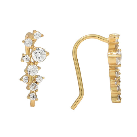 Multi Round CZ Crawler - Gold / Left - Earrings - Ofina