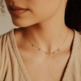 Tiny Turquoise Stone Drop Necklace - - Necklaces - Ofina