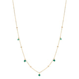 Tiny Green Onyx Stone Drop Beaded Necklace - - Necklaces - Ofina