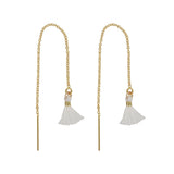 Tassel Ear Threaders - White - Earrings - Ofina