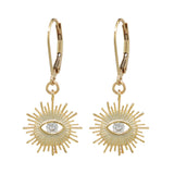 Leverback Stone Eye Earrings - Clear / Gold - Earrings - Ofina