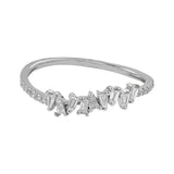 Multiple Diamond Baguette Half Band Ring - White Gold / 4 - Rings - Ofina