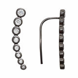 SALE - 24mm Graduated CZ Circles Ear Crawler - Gunmetal / Right - Earrings - Ofina