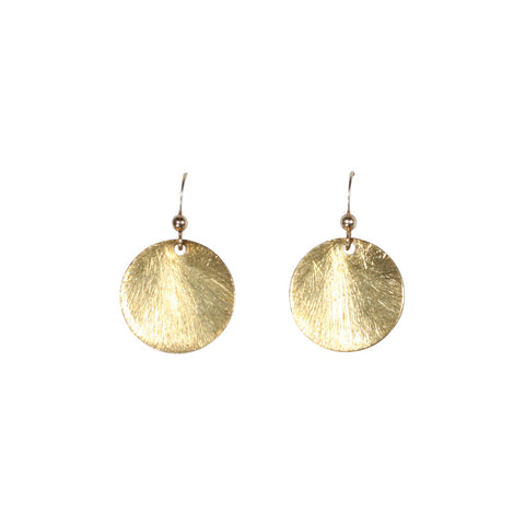 SALE - Brushed Disc Earrings - Gold / Large - Earrings - Ofina