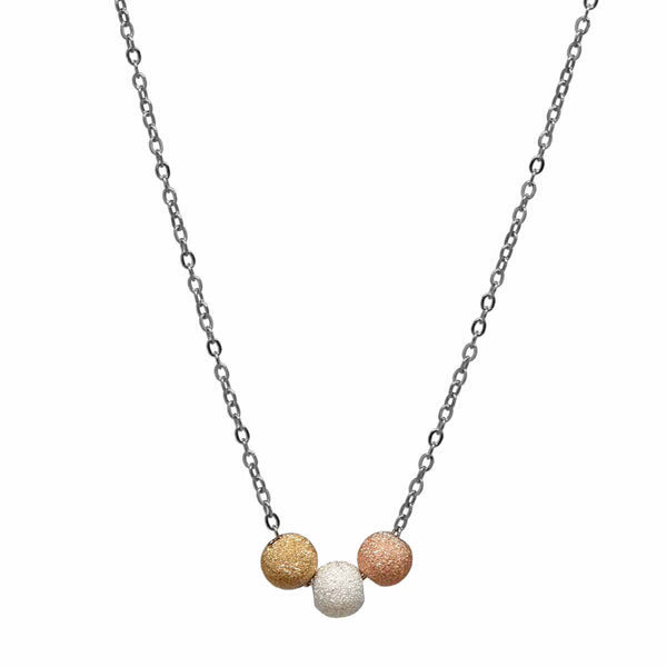 SALE - 3-Tone Stardust Ball Necklace - Silver - Necklaces - Ofina