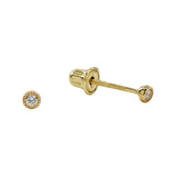 10k Solid Gold CZ Scalloped Studs - Yellow Gold - Earrings - Ofina