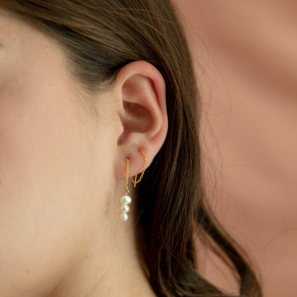 Triple Pearl Ear Threader - - Earrings - Ofina