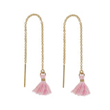 Tassel Ear Threaders - Pink - Earrings - Ofina