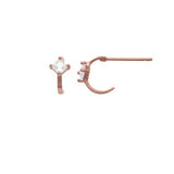 10k Solid Gold CZ Square Prong Huggie Studs - Rose Gold - Earrings - Ofina