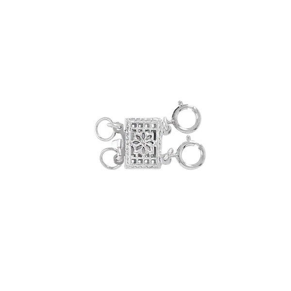 Ornate Square No Tangle Clasp - Silver / Double - Necklaces - Ofina