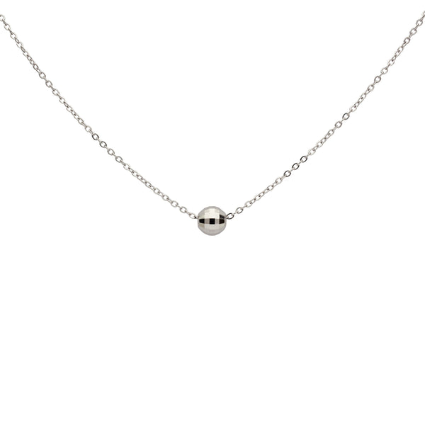 SALE - Solid Gold Faceted Mirror Ball Necklace - White Gold - Necklaces - Ofina