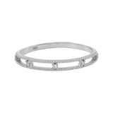 10k Solid Gold CZ Double Band Ring - White Gold / 5 - Rings - Ofina