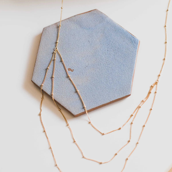 Triple Layer Ball Chain Necklace - - Necklaces - Ofina