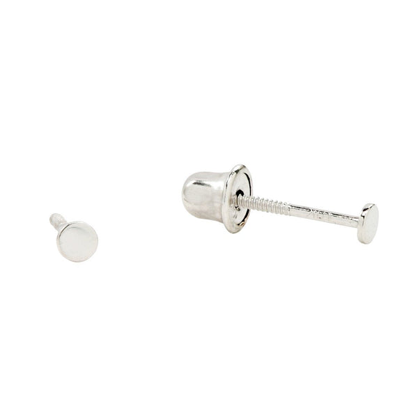 10k Solid Gold Circle Studs - 2mm / White Gold - Earrings - Ofina