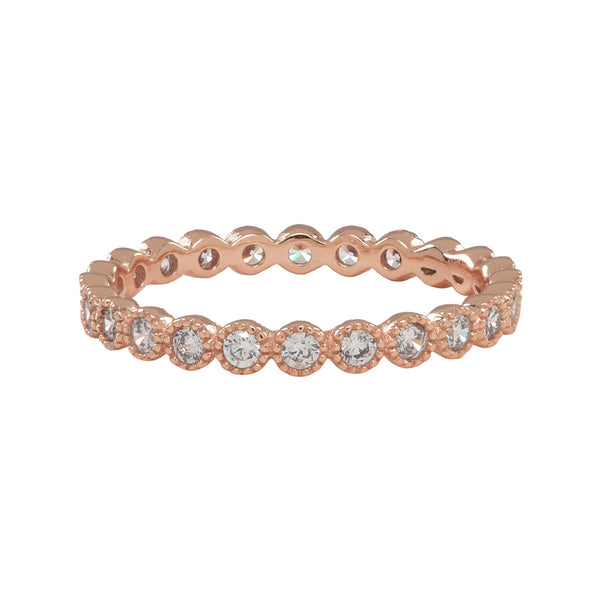 SALE - CZ Scallop Bezel Eternity Ring - Rosegold / 5 - Rings - Ofina
