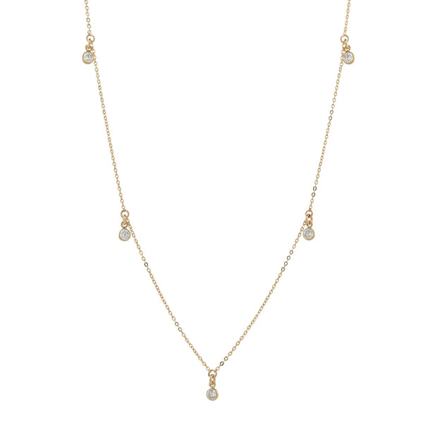 Tiny CZ Bezel Choker / Necklace - Choker / Gold - Necklaces - Ofina