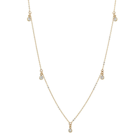 Tiny CZ Bezel Choker / Necklace - Choker / Gold - Necklaces - Ofina
