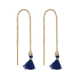 Tassel Ear Threaders - Navy - Earrings - Ofina