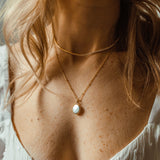 Gold Dipped Pearl Coin Necklace - - Necklaces - Ofina
