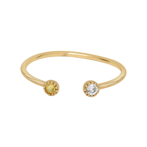 18K Diamond & Yellow Sapphire Open Band Ring - Yellow Gold / 5 - Rings - Ofina