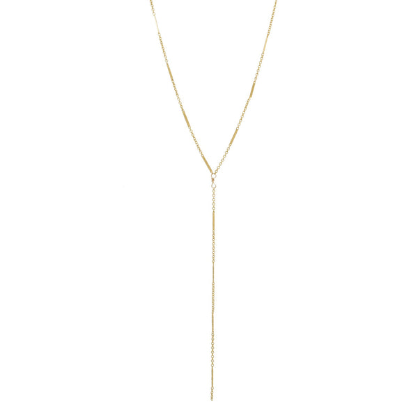 SALE - 10mm Bar / Link Y-Drop Necklace - Gold / 17 inches - Necklaces - Ofina