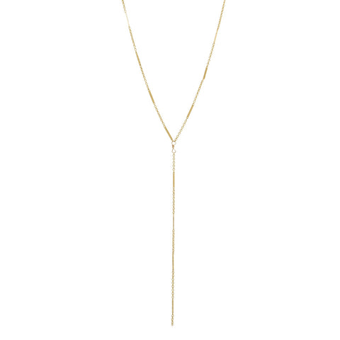 SALE - 10mm Bar / Link Y-Drop Necklace - Gold / 17 inches - Necklaces - Ofina