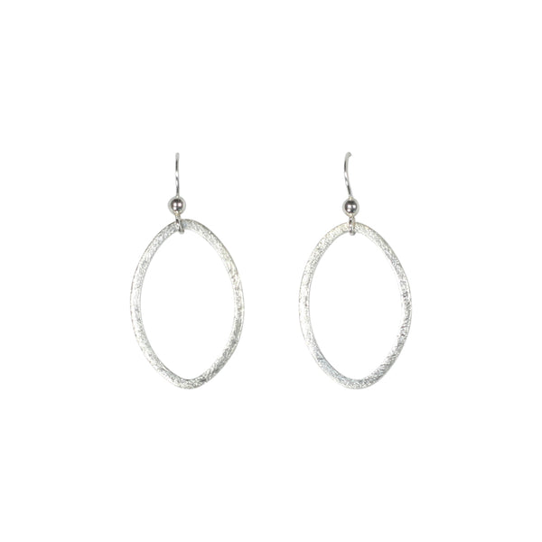 SALE - Brushed Marquise Earrings - Silver / Medium - Earrings - Ofina