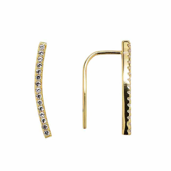 SALE - Curved CZ Ear Crawler - Gold / Small / Right - Earrings - Ofina