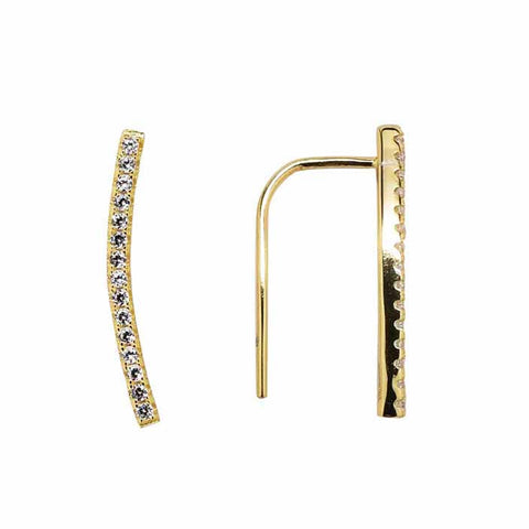 SALE - Curved CZ Ear Crawler - Gold / Small / Right - Earrings - Ofina