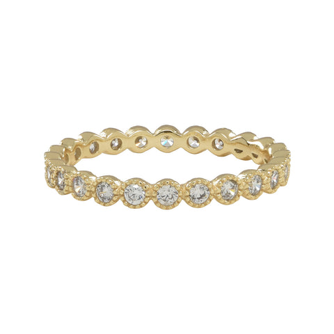 SALE - CZ Scallop Bezel Eternity Ring - Gold / 5 - Rings - Ofina