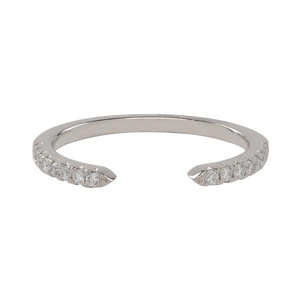 Diamonds Pave Cuff Ring - White Gold / 4 - Rings - Ofina
