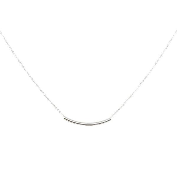 Curved Tube Necklace - Silver - Necklaces - Ofina