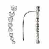 SALE - 24mm Graduated CZ Circles Ear Crawler - Silver / Right - Earrings - Ofina