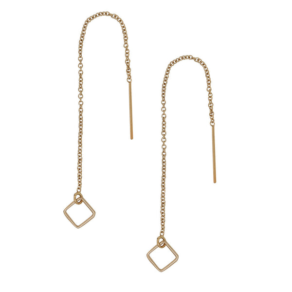 Geometric Ear Threaders (more shapes) - Square / Gold - Earrings - Ofina