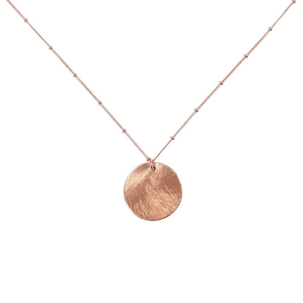 SALE - Brushed Disc Long Necklace - Rosegold / 24" - Necklaces - Ofina