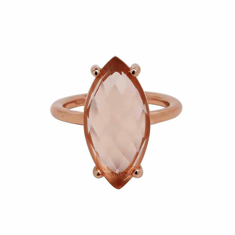 SALE - Morganite Marquise Rose Gold Bezel Ring - Morganite / 6 - Rings - Ofina