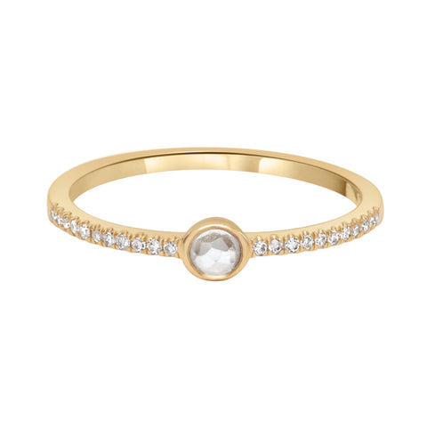 14k Moonstone Diamond Ring - 5 - Rings - Ofina