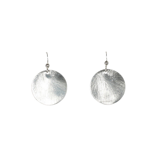 SALE - Brushed Disc Earrings - Silver / Extra Large - Earrings - Ofina