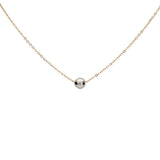 SALE - Solid Gold Faceted Mirror Ball Necklace - White Gold Ball / Yellow Gold Chain - Necklaces - Ofina