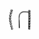 Graduated CZ Circles Ear Crawler - Gunmetal / Right - Earrings - Ofina