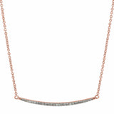 Thin Curved Bar Diamond Necklace - Rose Gold - Necklaces - Ofina