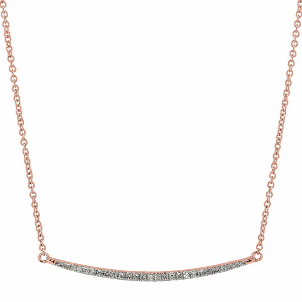 Thin Curved Bar Diamond Necklace - Rose Gold - Necklaces - Ofina